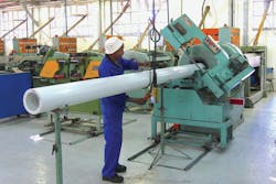 The production of a thermoplastic hollow bar. All images courtesy of Vesconite Bearings The production of a thermoplastic hollow bar. All images courtesy of Vesconite Bearings