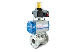 A pneumatically automated control valve with a switch for monitoring and positioning. Image courtesy of Flo-Tite Valves &amp; Controls