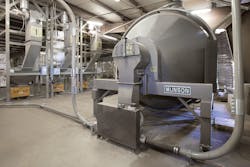 From the mixer discharge the blend is pneumatically transferred to the bag filling equipment. All images courtesy of Munson Machinery Co. Inc. From the mixer discharge the blend is pneumatically transferred to the bag filling equipment. All images courtesy of Munson Machinery Co. Inc.