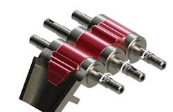 Figure 1. Diagram showing the different components of a three-roll mill and how it works. All graphics courtesy of Torrey Hills Technologies Figure 1. Diagram showing the different components of a three-roll mill and how it works. All graphics courtesy of Torrey Hills Technologies