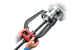 Image 1. A puller designed to remove a failed bearing safely and properly. All graphics courtesy of SKF Image 1. A puller designed to remove a failed bearing safely and properly. All graphics courtesy of SKF