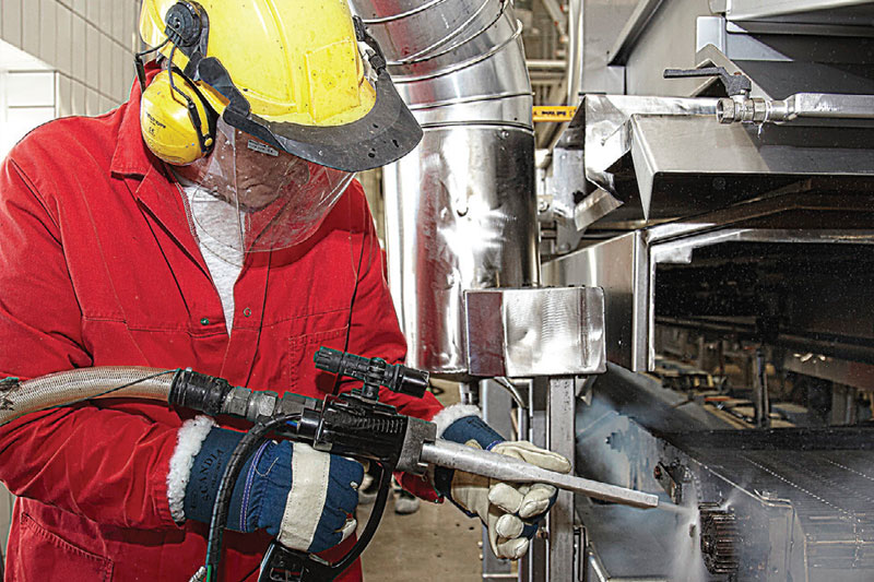 Dry ice cleaning does not produce secondary waste. Photo courtesy of Cold Jet