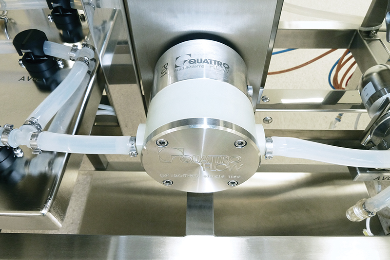 Single-use quaternary diaphragm pumps from Quattroflow are used in the manufacture of biopharmaceutical drugs because of replaceable heads and chambers that significantly reduce the time needed for cleaning and quality control between production runs. All images courtesy of Quattroflow, part of PSG, a Dover company.