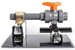 The new valve supports allow valves to move in two directions as the pipe expands and contracts, all in a controlled manner and while properly supported. All graphics courtesy of GF Piping Systems. The new valve supports allow valves to move in two directions as the pipe expands and contracts, all in a controlled manner and while properly supported. All graphics courtesy of GF Piping Systems.