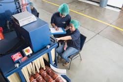 During a third-party X-ray inspection, someone is always monitoring the screen, looking for the presence of a foreign object. All graphics courtesy of FlexXray During a third-party X-ray inspection, someone is always monitoring the screen, looking for the presence of a foreign object. All graphics courtesy of FlexXray