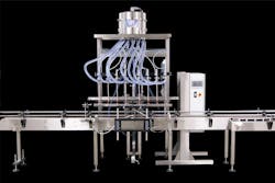 Eight-head gravity/pressure-gravity filler suitable for bottling water-thin to medium consistent viscosity liquids and featuring stainless steel and anodized aluminum construction for longer life. All graphics courtesy of E-PAK Machinery Inc. Eight-head gravity/pressure-gravity filler suitable for bottling water-thin to medium consistent viscosity liquids and featuring stainless steel and anodized aluminum construction for longer life. All graphics courtesy of E-PAK Machinery Inc.