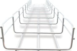 Wire mesh cable tray installs quickly and easily, allowing cables to run neatly throughout the system. All graphics courtesy of Legrand Wire mesh cable tray installs quickly and easily, allowing cables to run neatly throughout the system. All graphics courtesy of Legrand