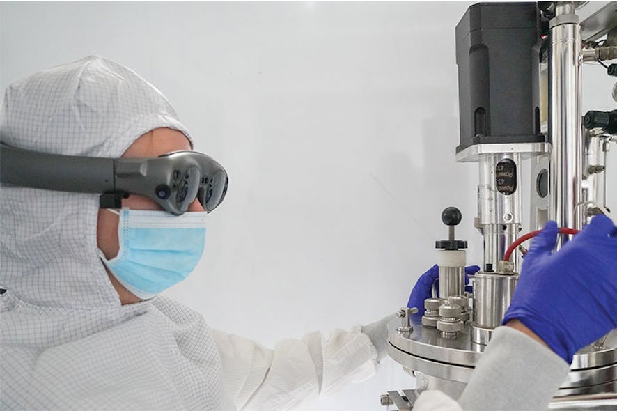 Pharma and biotech operators use various devices, such as the Magic Leap One, to train on, or repair equipment. (Image courtesy of Apprentice)