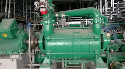 Figure 1. An example of a large pump package (electric motor driver and a large pump). Such a pump unit need carful vibration study as long shaft (long rotor assembly) and relatively flexible supports may lead to some difficulties. Image courtesy of Amin Almasi