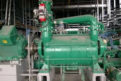 Figure 1. An example of a large pump package (electric motor driver and a large pump). Such a pump unit need carful vibration study as long shaft (long rotor assembly) and relatively flexible supports may lead to some difficulties. Image courtesy of Amin Almasi Figure 1. An example of a large pump package (electric motor driver and a large pump). Such a pump unit need carful vibration study as long shaft (long rotor assembly) and relatively flexible supports may lead to some difficulties. Image courtesy of Amin Almasi