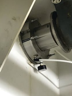 Before the air seal’s installation, packing in this mixer wore the shaft considerably. Before the air seal’s installation, packing in this mixer wore the shaft considerably.