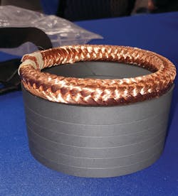 The new copper ring with the V-set packing supports the rod and eliminates dust leakage into the stuffing box. The new copper ring with the V-set packing supports the rod and eliminates dust leakage into the stuffing box.