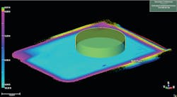 A storage tank and surrounding secondary containment captured using laser scanning. Software can compute containment volumes and identify spill points. A storage tank and surrounding secondary containment captured using laser scanning. Software can compute containment volumes and identify spill points.