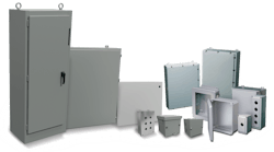 Figure 1: A complete portfolio of electrical enclosures includes many styles in addition to basic boxes and offers materials and construction options for a variety of installation locations. All images courtesy of AutomationDirect