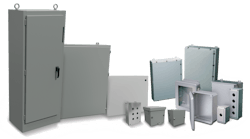 Figure 1: A complete portfolio of electrical enclosures includes many styles in addition to basic boxes and offers materials and construction options for a variety of installation locations. All images courtesy of AutomationDirect Figure 1: A complete portfolio of electrical enclosures includes many styles in addition to basic boxes and offers materials and construction options for a variety of installation locations. All images courtesy of AutomationDirect