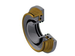 Image 4. The vertical labyrinths in this bearing isolator removes energy from contaminants, preventing them from entering the lubricant. Image 4. The vertical labyrinths in this bearing isolator removes energy from contaminants, preventing them from entering the lubricant.