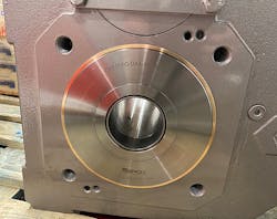 Image 5. One of the bearing isolators installed on a gearbox for the paper plate manufacturer.