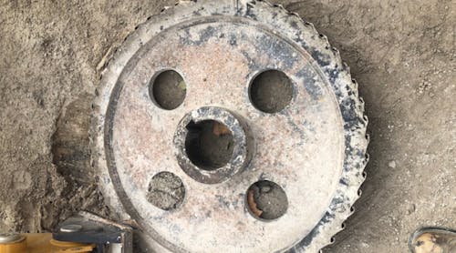 The tooth profile on this sprocket was failing frequently due to a lack of protection from the elements, poor lubrication and chain stretch. A shaft-mount reducer option was commissioned and put in its place, improving efficiency and component availability.