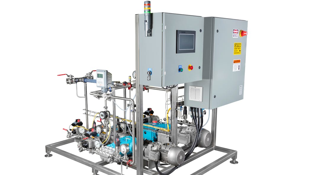 A 3-feed inline blending system used to produce windshield washer fluid.
