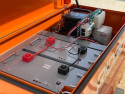 Figure 2: Quantum addressed the off-grid power needs with solar panels, a charge controller and lithium iron phosphate batteries. Figure 2: Quantum addressed the off-grid power needs with solar panels, a charge controller and lithium iron phosphate batteries.