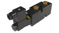 Figure 2: Pilot valves are fitted to pneumatic actuators and are available with a range of voltages and other options. Figure 2: Pilot valves are fitted to pneumatic actuators and are available with a range of voltages and other options.