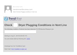 Figure 4: Example of an automatic email alert that saved 30 hours of unscheduled time of labor and production. Figure 4: Example of an automatic email alert that saved 30 hours of unscheduled time of labor and production.