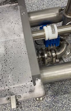 Figure 2: When a food processor switched to an automated wet cleaning system, it cut production downtime to a fraction of the time required and freed the work crew to take on other vital tasks. Figure 2: When a food processor switched to an automated wet cleaning system, it cut production downtime to a fraction of the time required and freed the work crew to take on other vital tasks.