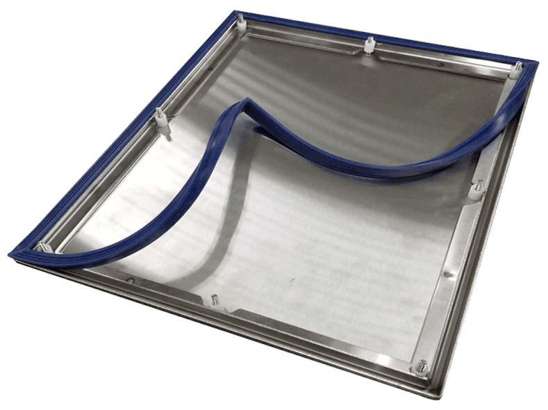 Figure 3: Silicone external-facing gaskets are removable for cleaning or replacement, require no adhesives that could affect cleanliness, resist aggressive cleaning, and are colored so any contamination is easily spotted.