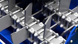 Figure 3: This 3D rendering shows how the paddles in a FEECO pugmill (paddle) mixer are affixed to shafts, allowing for quick reversal or removal. Figure 3: This 3D rendering shows how the paddles in a FEECO pugmill (paddle) mixer are affixed to shafts, allowing for quick reversal or removal.