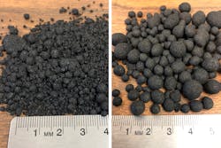 Figure 5: Samples of the same material produced during testing various process parameters in the FEECO Innovation Center. Figure 5: Samples of the same material produced during testing various process parameters in the FEECO Innovation Center.