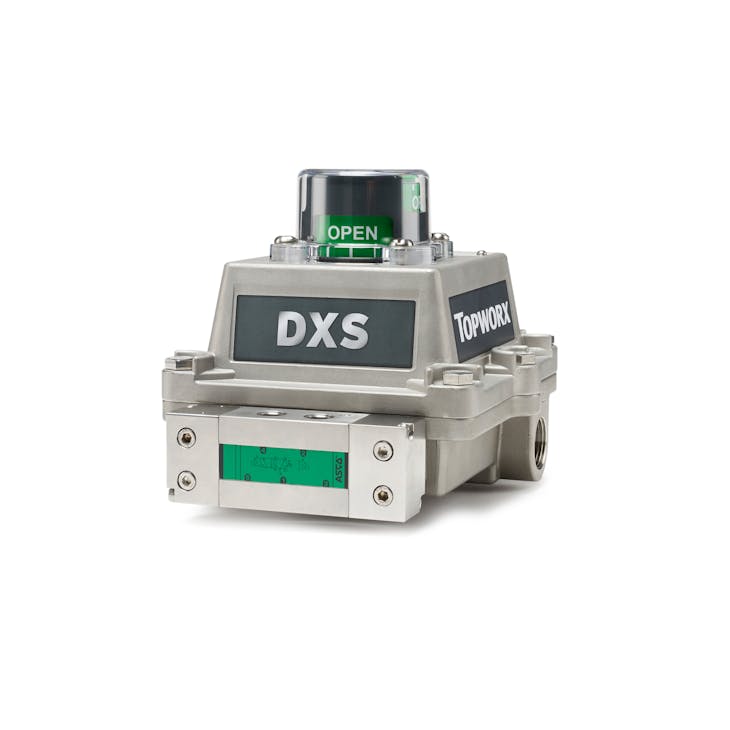 The corrosion resistance and heavy-duty construction of Emerson’s TopWorx DX-Series Controllers allows for reliable performance in virtually any plant condition. These discrete valve controllers enable automated on/off valves to communicate via a wide range of protocols and carry a variety of hazardous area certifications. The corrosion resistance and heavy-duty construction of Emerson’s TopWorx DX-Series Controllers allows for reliable performance in virtually any plant condition. These discrete valve controllers enable automated on/off valves to communicate via a wide range of protocols and carry a variety of hazardous area certifications.