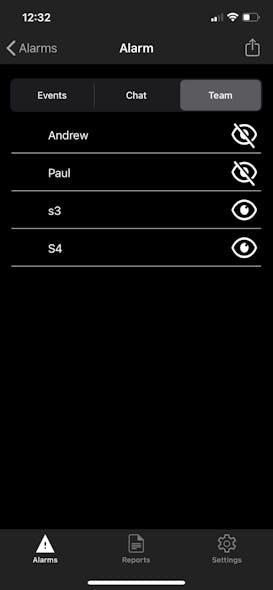 Figure 3: WIN-911 mobile app call-out list displays operators who have seen the alarm and those who have not.
