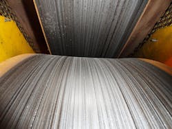 Figure 3: The tire and trunnion shown here are exhibiting irregular wear and should be resurfaced through grinding. Figure 3: The tire and trunnion shown here are exhibiting irregular wear and should be resurfaced through grinding.