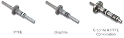 Figure 3: Advanced environmental packing arrangements use carbon reinforced PTFE, graphite, or combinations of reinforced PTFE and graphite rings to handle higher process temperatures and pressures, yet still achieve an emission rate less than 100 PPM. Figure 3: Advanced environmental packing arrangements use carbon reinforced PTFE, graphite, or combinations of reinforced PTFE and graphite rings to handle higher process temperatures and pressures, yet still achieve an emission rate less than 100 PPM.