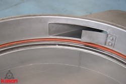 Installing a screen upside down can prevent material from discharging as intended and cause accumulation on the screen. Installing a screen upside down can prevent material from discharging as intended and cause accumulation on the screen.