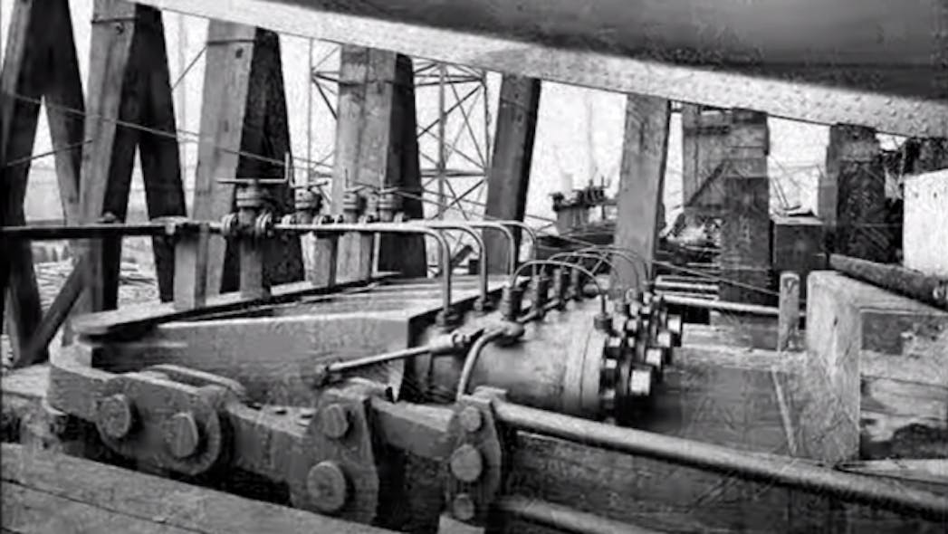 Hydraulic underbelly of the Titanic pre-launch.