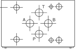 FIGURE 1: NFPA D03 pattern for a manifold mount (P, A, B, and T ports)