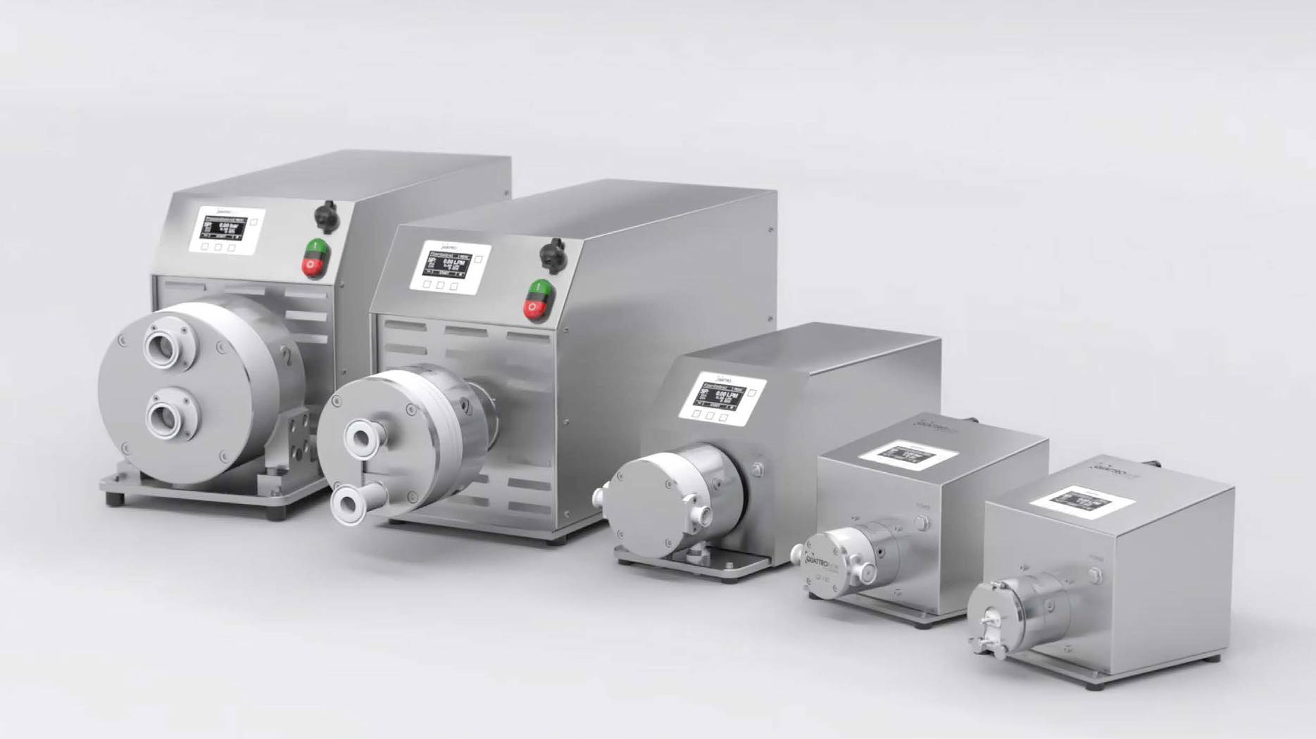 The Quattroflow pump's method of operation allows it to gently, safely and securely convey aqueous solutions and biological products that are shear sensitive. The four-piston pumping principle enables risk-free dry running, low pulsation, self-priming and minimal particle generation.