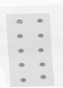 Broken tablets can be detected within a blister pack - even on a high-speed production line. Broken tablets can be detected within a blister pack - even on a high-speed production line.