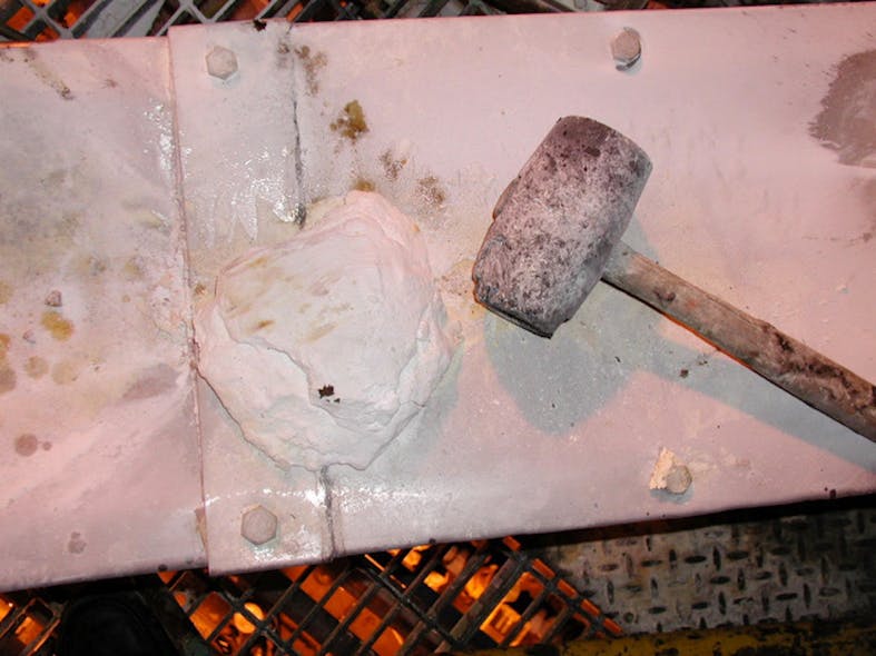 Figure 3: An example of cake formed during spray dryer operation.