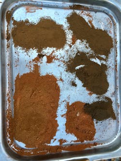 Red mud samples pulled at various intervals during rotary kiln process development work in the FEECO Innovation Center. Red mud samples pulled at various intervals during rotary kiln process development work in the FEECO Innovation Center.