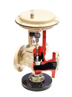 An example of a valve interior showing a diaphragm actuator. An example of a valve interior showing a diaphragm actuator.