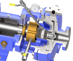 Photo 3: The air seal system uses air to seal and water to flush and clean the stuffing box. Photo 3: The air seal system uses air to seal and water to flush and clean the stuffing box.
