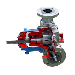 This cutaway reveals a closer look at the internal composition of the MAGNUS Series pump. Blackmer MAGNUS Series pumps have several features, which include the ability to dry run indefinitely, as well as handle cavitation. This cutaway reveals a closer look at the internal composition of the MAGNUS Series pump. Blackmer MAGNUS Series pumps have several features, which include the ability to dry run indefinitely, as well as handle cavitation.