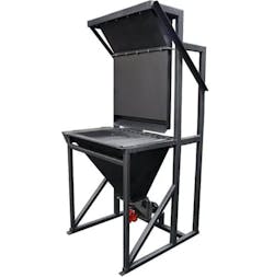 A bag dump station enables manufacturers to safely, efficiently and cost-effectively empty small bags of ingredients into a process. A bag dump station enables manufacturers to safely, efficiently and cost-effectively empty small bags of ingredients into a process.