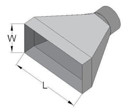 Figure 2: A standard hood has a round or rectangular opening with a width-to-length (or aspect) ratio greater than 0.2.