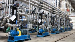 A number of Blackmer 74 GX Series Sliding Vane Pumps in operation at a chemical facility. A number of Blackmer 74 GX Series Sliding Vane Pumps in operation at a chemical facility.