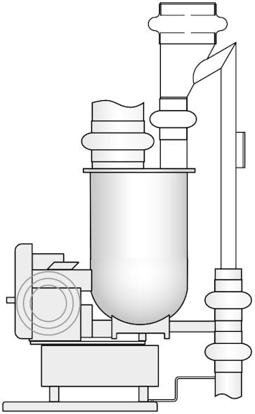 Figure 6: Feeder with traditional mechanical pressure compensation on both hopper inlet and discharge.