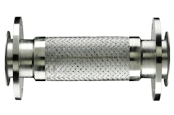 Figure 3. Wire-braided metal hoses like this one are frequently mistaken for expansion joints. (Image courtesy of Hose Master.) Figure 3. Wire-braided metal hoses like this one are frequently mistaken for expansion joints. (Image courtesy of Hose Master.)