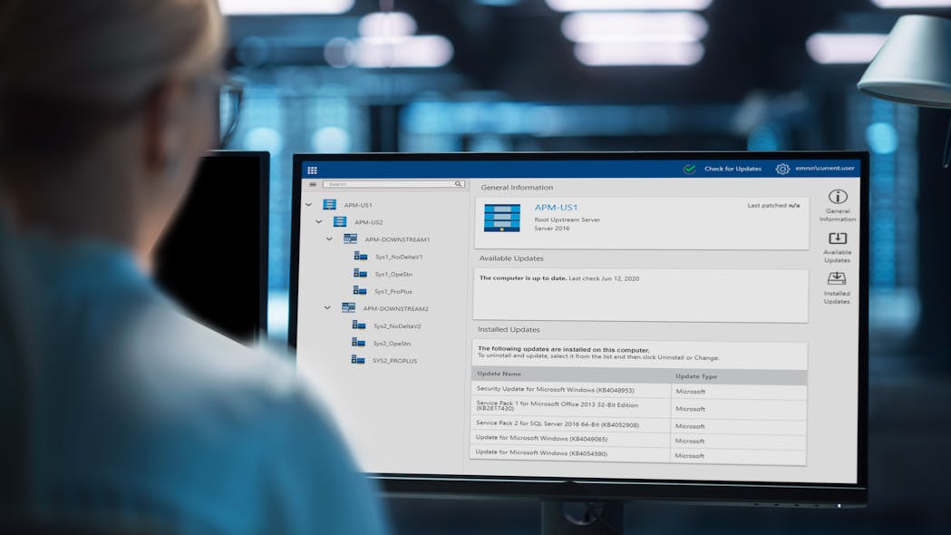 Figure 3: Automated tools, like Emerson&apos;s Integrated Patch Management, help OT teams identify the impact of new security patches before implementation, making it easier to schedule updates without disrupting production.